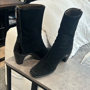 Aquatalia by Marvin K Black Suede Weatherproof Booties Size 36.5